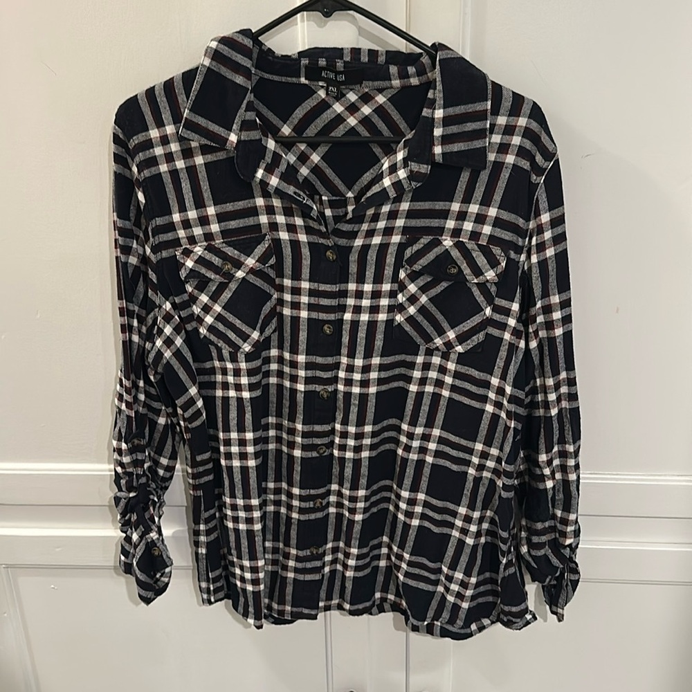 Active Usa Button Down Plaid - image 1